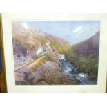 A coloured limited edition Railway print by John Austin "Aberglaslyn Pass", No.
