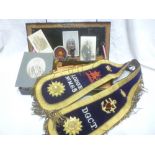 An unusual masonic velvet and bullion neck sash for the Red Dragon Lodge "D.G.C.T. Lodge No.