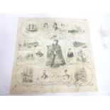 A Victorian printed silk cloth 'God Save The Queen in Commemoration of Her Majesty's Long Reign"