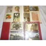 Two albums of various black and white and coloured postcards, topographical, greetings,