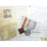 A French Second War silver and enamelled Red Cross medal together with French Reconnaissance medal