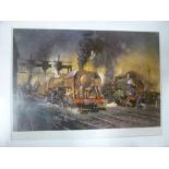 A signed limited edition Railway print by Terence Cuneo "Stabling for Giants - The Locomotive Depot