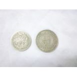 A Victorian 1887 silver half crown and 1896 florin (2)