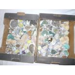 Two boxes of various World minerals including some unusual examples