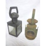 A Second War painted metal Railway hand lantern dated 1943 and one other British Railways hand