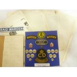 A rare archive of badges and paperwork related to the Camborne Division of the ARP and Civil