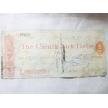 A 19th Century Cornish Bank Ltd cheque dated 1898