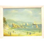 B**J** Worden - oil on board Shipping scene off Trebah, signed,