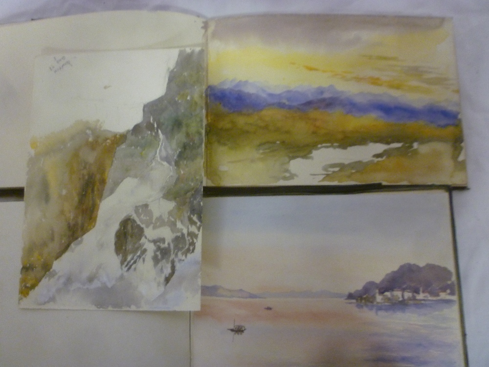 Two albums of various watercolours and sketches formerly the property of Elizabeth Bolitho