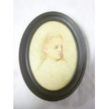 Artist unknown - watercolour Bust portrait of a young girl 4½" x 3" oval