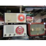 A Herofon wooden cased radio and two Philips plastic cased radios