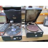An HMV gramaphone and a Columbia gramaphone