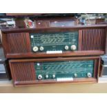 Two wooden cased arena radios