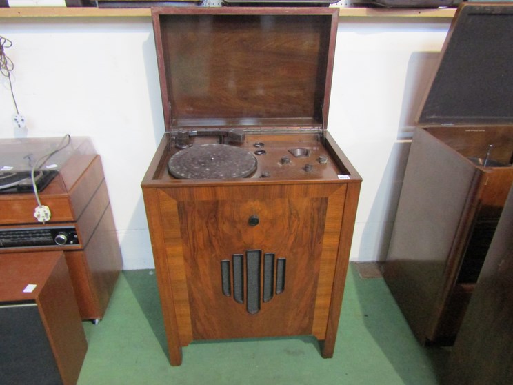 A Philips walnut cased radiogram with Art Deco design