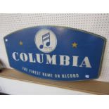 A 1950s painted ply Columbia "The Finest Name on Record" stockists sign