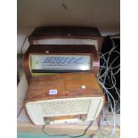 Three vintage wooden cased radios including Unica and Superphone