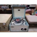 A Dansette Senator record player in pale blue/green