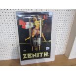 A reproduction metal Zenith valves sign