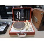 A vintage Pye record maker with detachable speaker/lid