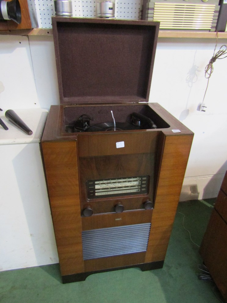 An Ultra walnut cased radiogram with Bakelite knobs