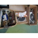 Four boxes of radio and turntable spares