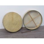 Two Bodhran drums, one cased,