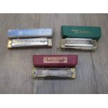 Two Hohner harmonicas and another- Marine Band Solo in C tuning,