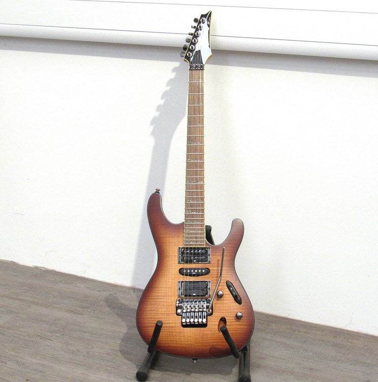 An Ibanez S Series electric guitar with flamed maple top, Indonesia-made, serial 01414,