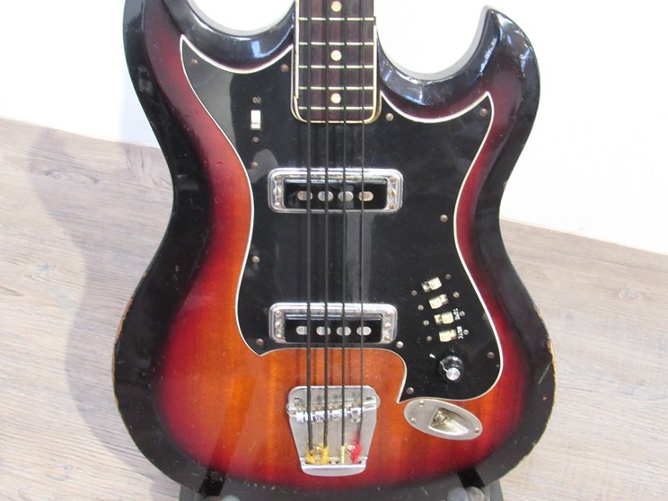 A late 1960's Hagstrom H8 8 string electric bass guitar, twin shoulder body with sunburst paintwork, - Image 3 of 3