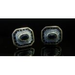 A pair of 9ct gold sapphire and diamond earrings,