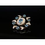 A 9ct gold topaz and seed pearl brooch,