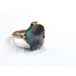 A 9ct gold ring set with rough slice opal, size L, 4.