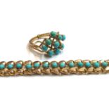 A turquoise set dress ring and similar turquoise set bracelet (2)