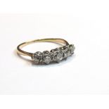 A five stone diamond ring with receipt, 0.85ct total diamond approx., size Q, 2.