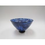 A Jeff Walker and Robin Smith signed blue melting pot glassworks blue art glass bowl,