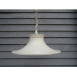 A Danish flared ceiling light in white,