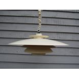 A Danish five tiered ceiling light in ivory white,