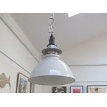 A Thorlux grey enamel large pendant ceiling light,