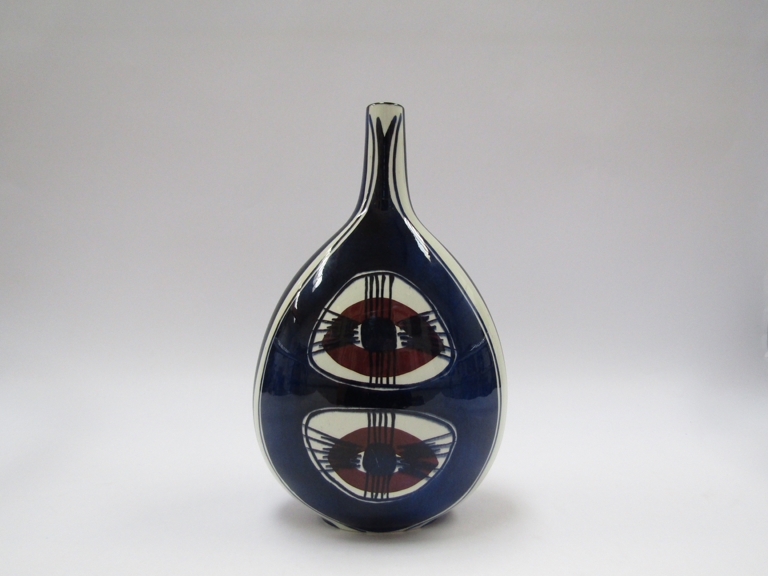 A Royal Copenhagen Pottery Danish "Eye" design Faience vase designed by Inge-Lise Koefoed Tenera.