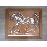 A framed original stylised painting of a horse initialled TFK. 37.