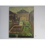 STEPHANIE EDDOWES (XX): A framed oil on canvas, townhouse garden.