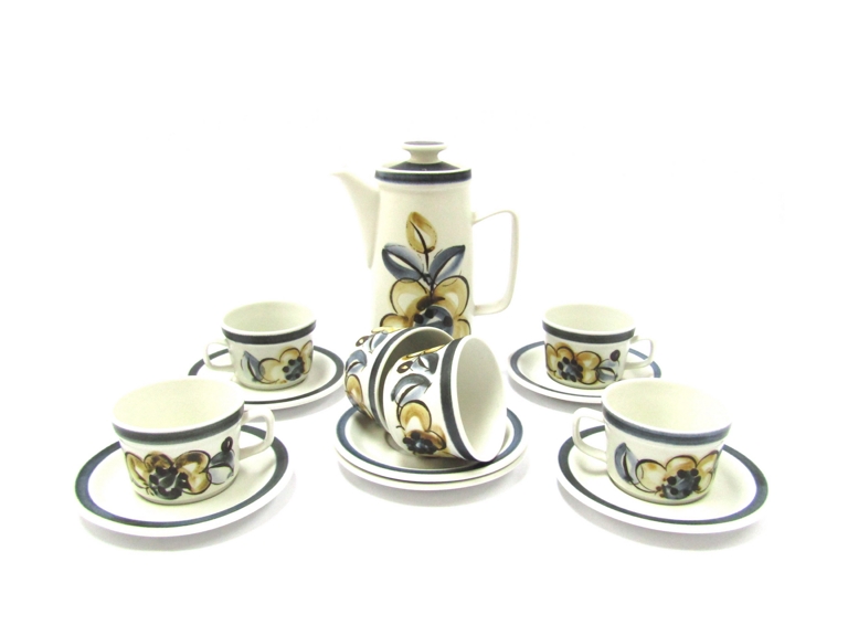 An "Inger Waage" part coffee set in "Senja" pattern for Stavanger Flint