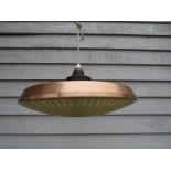 A Danish anodised copper ceiling light with moulded perspex shade