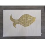 JULIAN HAWKES (b.1944): "Fish Within Fish" 1983, gold metallic paint on paper, 59cm x 83.