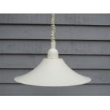 A Danish flared ceiling light in white,