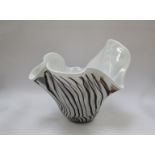 MIHAI TOPESCU (Romanian XX/XXI): An art glass flared bowl in white with amethyst stripes.