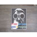 An Ettorre Sotsass framed "Work in progress" art poster. 69.5cm x 49.