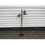 A black finish standard lamp with twin adjustable spots