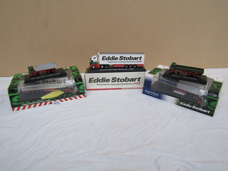 Three assorted boxed Eddie Stobart diecast vehicles and two unboxed examples (5)