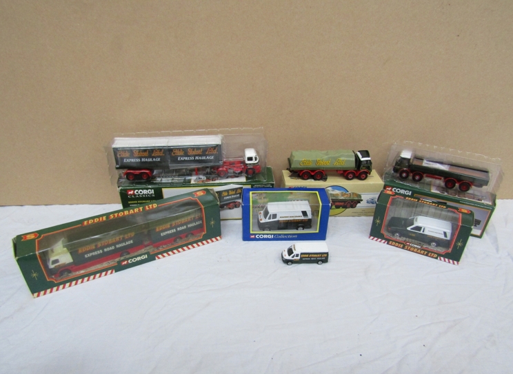 Six boxed Corgi Eddie Stobart diecast vehicles and one unboxed example